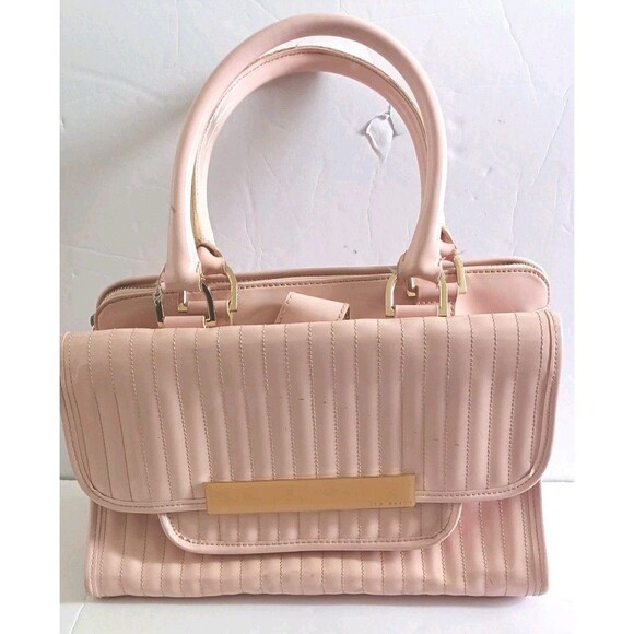 Ted Baker London Handbag Purse Patent Leather Quilted Tote Baby Pink Feminine - Picture 2 of 16